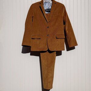 IZOD Corduroy Suit Boys 14 Regular Brown 2-Piece Jacket Pants Stretch 28 x 28